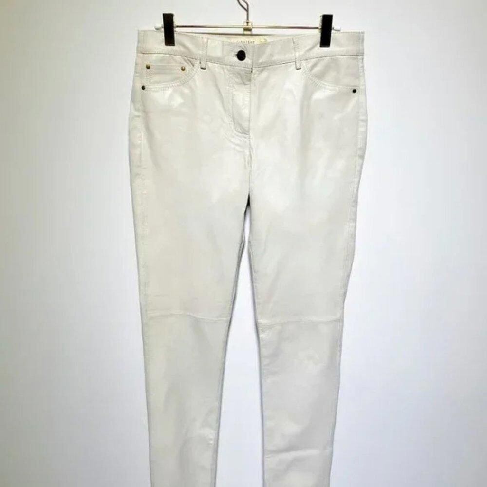 Nicole Miller Women's Off-White Leather Pants Size 28